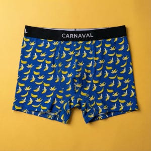 Bananmönstrade boxershorts • Herrunderkläder i ekologisk bomull • Söt mat- och fruktdesign • Present i presentform • Rolig julklapp till honom