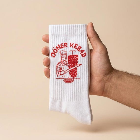 Doner Kebab Socks • Berlin Germany Souvenir Gift • Birthday Present Boyfriend Girlfriend • Funny Foodie Socks • Techno Party Streetwear