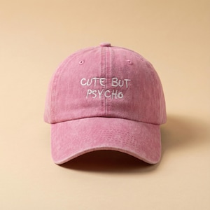Leuke maar psycho geborduurde vintage hoed | Borduurmuts met retro statement | Grappig cadeau