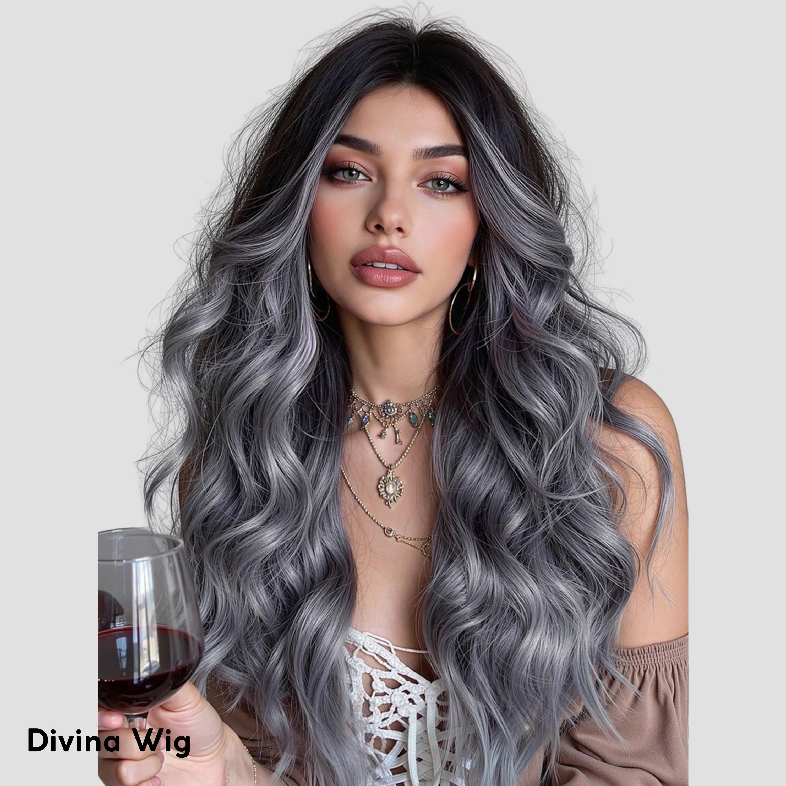 Wigood long synthetic wig. Gray color w darker roots. Never worn. Amazon.com : 7JHH WIGS 26Inch Long Straight Wig with Bangs  main image 2
