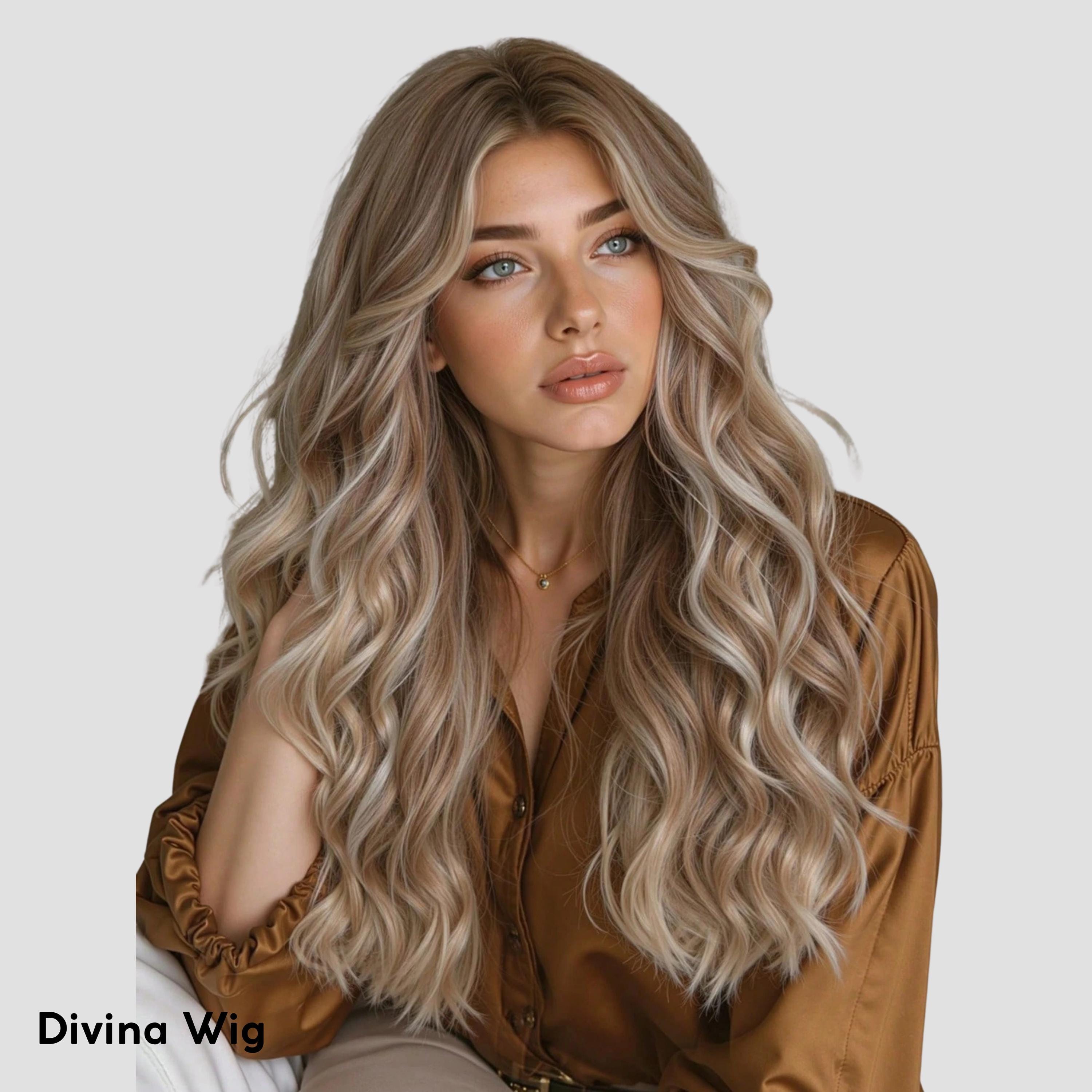 ?Ombre Brown to Ash Blonde Mixed Blonde FULL WIG Long Body Wavy Ash Ombre Blonde Wig for Women Daily Party  main image 4