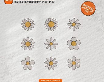 Mini Daisy Flowers Embroidery Design: Spring Floral Stitch Files (Digital Download)