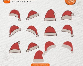 Mini Santa Hat Embroidery Design: Christmas Holiday Machine Pattern (Digital Download)