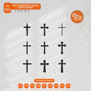 Mini Christian Cross Embroidery Design: Religious Stitch Set (Digital Download)