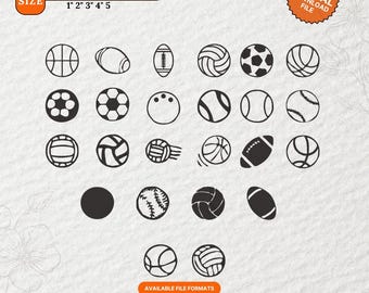 Mini Sports Ball Embroidery Set | Filled Stitch Baseball Basketball Football Soccer Designs | Instant Download