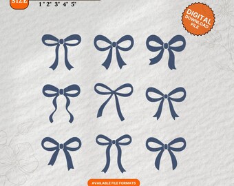 Diseños de bordado de lazos coquetos: Archivos de puntadas para lazos femeninos (Descarga digital)