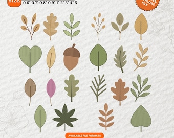 Autumn Leaf Embroidery Designs: Fall Thanksgiving Patterns (Digital Download)
