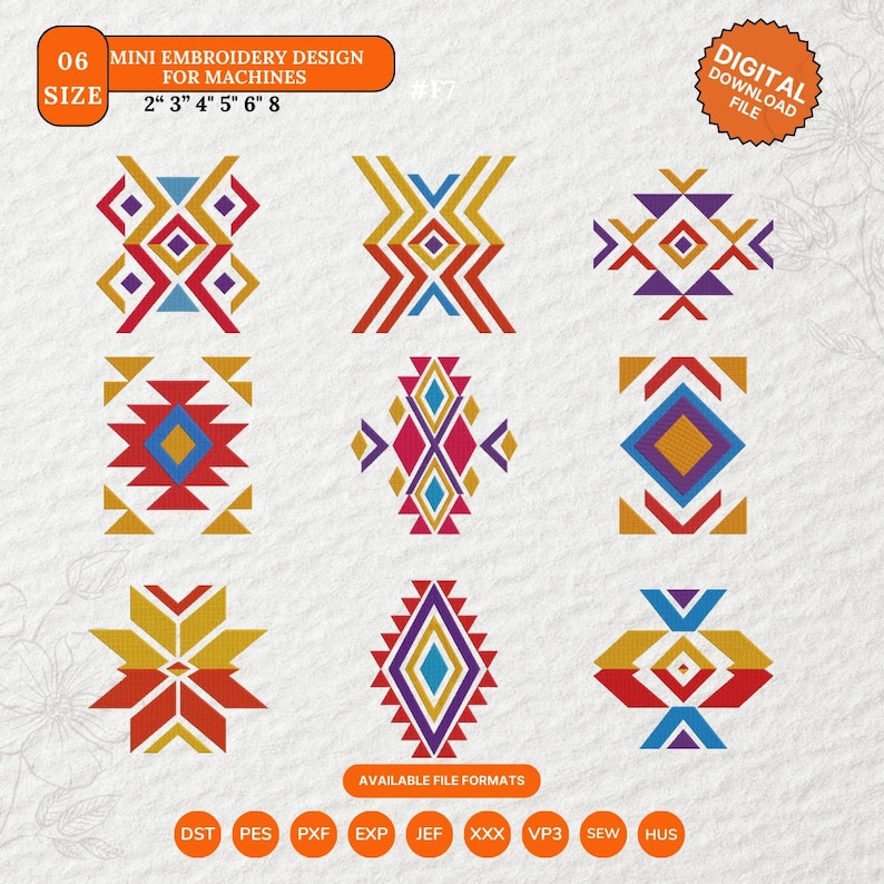 Aztec Embroider Aztec Embroidery Design, Tribal Geometric Machine Embroidery File ...