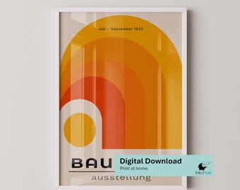 Mid Century Modern Bauhaus Poster – Geometric Abstract Wall Art Print – Digital Download