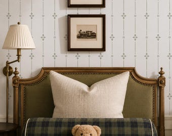 Classic Vine Wallpaper – Vintage Stripe Peel & Stick or Non-Woven Wall Covering in Custom Colors