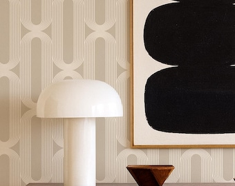 Carta da parati geometrica di metà secolo: carta da parati retrò staccabile e adesiva o tradizionale in colori personalizzati