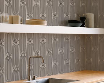 Hand-drawn Oval Wallpaper, Minimalist Peel & Stick or Non-Pasted Wall Hanging, Custom Colors