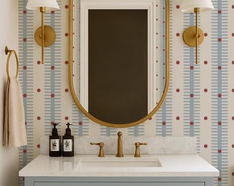 Carta da parati a pois e linee: un rivestimento murale retrò e giocoso, da staccare e attaccare o non incollare