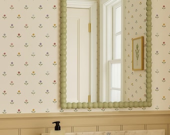 Colorful Flower Wallpaper – Cottage Floral Peel & Stick or Traditional Wall Covering in Custom Colors