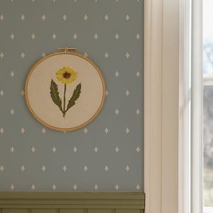 Blauw klein fleurig behang, vintage Peel & Stick of niet-gelijmde muurdecoratie in aangepaste kleuren