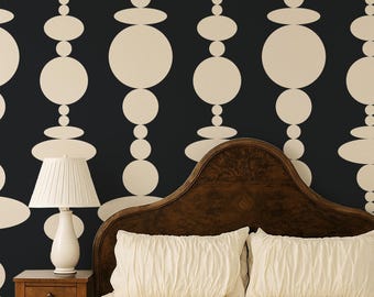 Carta da parati retrò in bianco e nero – Rivestimento murale geometrico audace da staccare e attaccare o in tessuto non tessuto