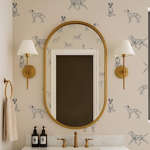 Dalmatian Dog Wallpaper, Playful Animal Peel & Stick or Non-Pasted Wall Hanging in Custom Color