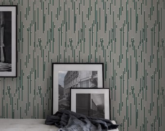 Modern Line Wallpaper – Minimalist Art Deco Peel & Stick or Non-Pasted Wall Covering, Custom Colors