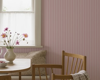 Ticking Stripe Wallpaper – Classic Pinstripe Peel & Stick or Non-Woven Wall Covering in Custom Colors