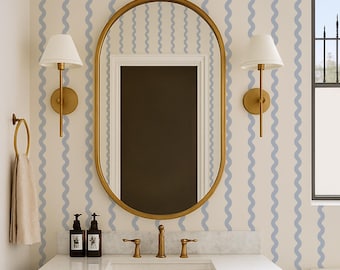 Carta da parati a righe ondulate piccole: carta da parati retrò staccabile e adesiva o tradizionale in colori personalizzati