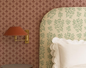 Carta da parati con stampa a blocchi vittoriana – Carta da parati floreale staccabile e adesiva o tradizionale in colori personalizzati