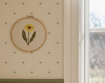 Green Celestial Wallpaper, Vintage Star Peel & Stick or Non-Pasted Wall Covering in Custom Colors