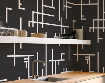 Carta da parati geometrica scura – moderna carta da parati astratta staccabile e attaccabile o tradizionale in colori personalizzati