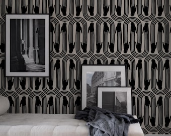 Abstract Hand Wallpaper – Bold Contemporary Peel & Stick or Non-Pasted Wall Covering in Custom Color