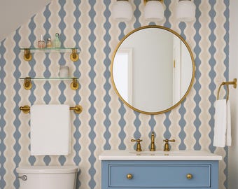 Bubblestripe Wallpaper – Wavy Stripe Peel & Stick or Non-Pasted Wall Covering in Custom Colors