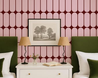 Papel pintado retro colorido: revestimiento de pared autoadhesivo o no tejido de mediados de siglo en colores personalizados.