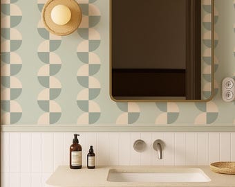 Papel pintado geométrico pastel, revestimiento de pared autoadhesivo o sin adhesivo con rayas onduladas en colores personalizados