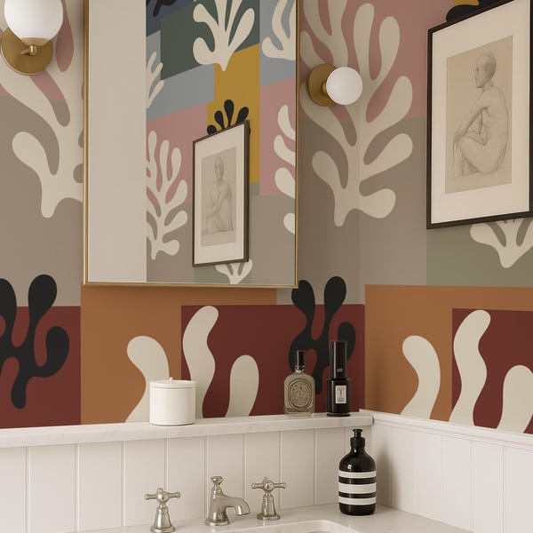 Matisse Abstract Wallpaper – Colorful Art Peel & Stick or Traditional Wall Covering in Custom Colors