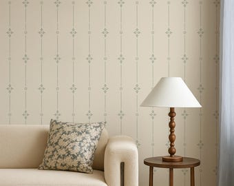 Carta da parati Classic Vine: carta da parati vintage a righe staccabile e adesiva o in tessuto non tessuto in colori personalizzati