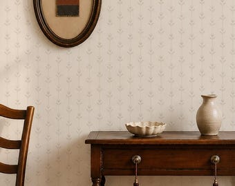 Floral Stripe Wallpaper – Vintage Flower Peel & Stick or Non-Woven Wall Covering in Custom Colors
