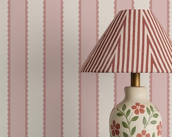 Scallop Stripe Wallpaper – Shabby Chic Peel & Stick or Traditional Wall Covering in Custom Colors