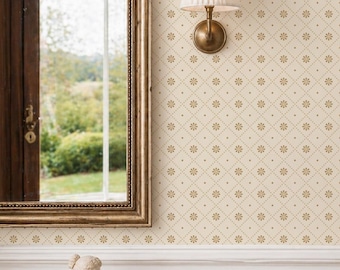 Papel pintado floral con estampado de pequeños detalles – Revestimiento de pared autoadhesivo o no tejido de estilo cottagecore en colores personalizados.