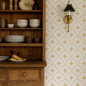 Celestial Art Deco Wallpaper – Vintage Star Peel & Stick or Non-Pasted Wall Covering, Custom Colors image 6