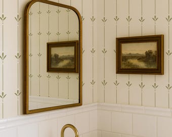 Carta da parati a righe vittoriane: carta da parati vintage botanica staccabile e adesiva o tradizionale in colori personalizzati