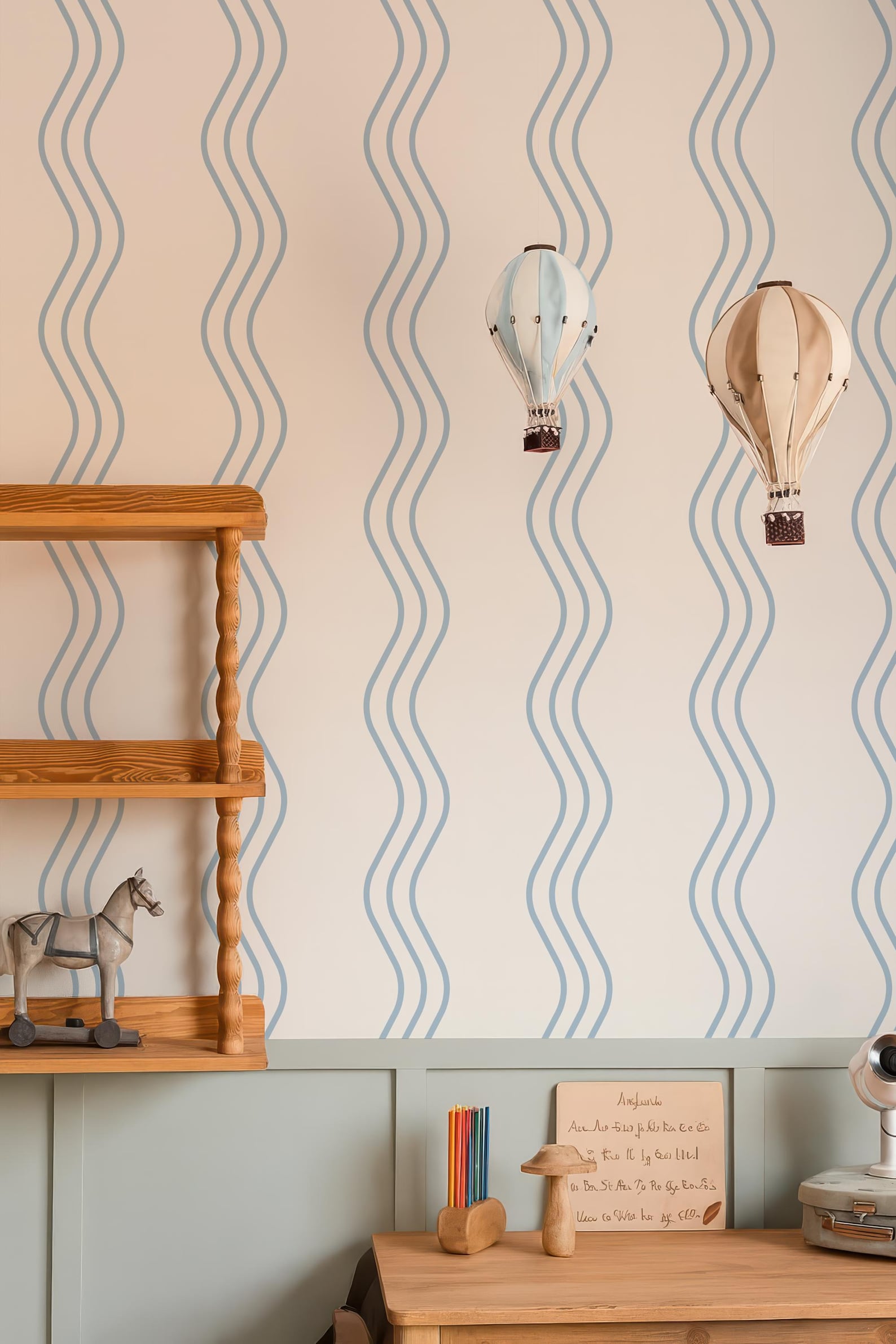 Coastal Wavy Stripe Wallpaper – Beach House Peel & Stick or Traditional ...