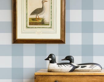 Papel pintado a cuadros azules – Revestimiento de pared estilo campestre con estampado vichy, autoadhesivo o sin cola, en colores personalizados