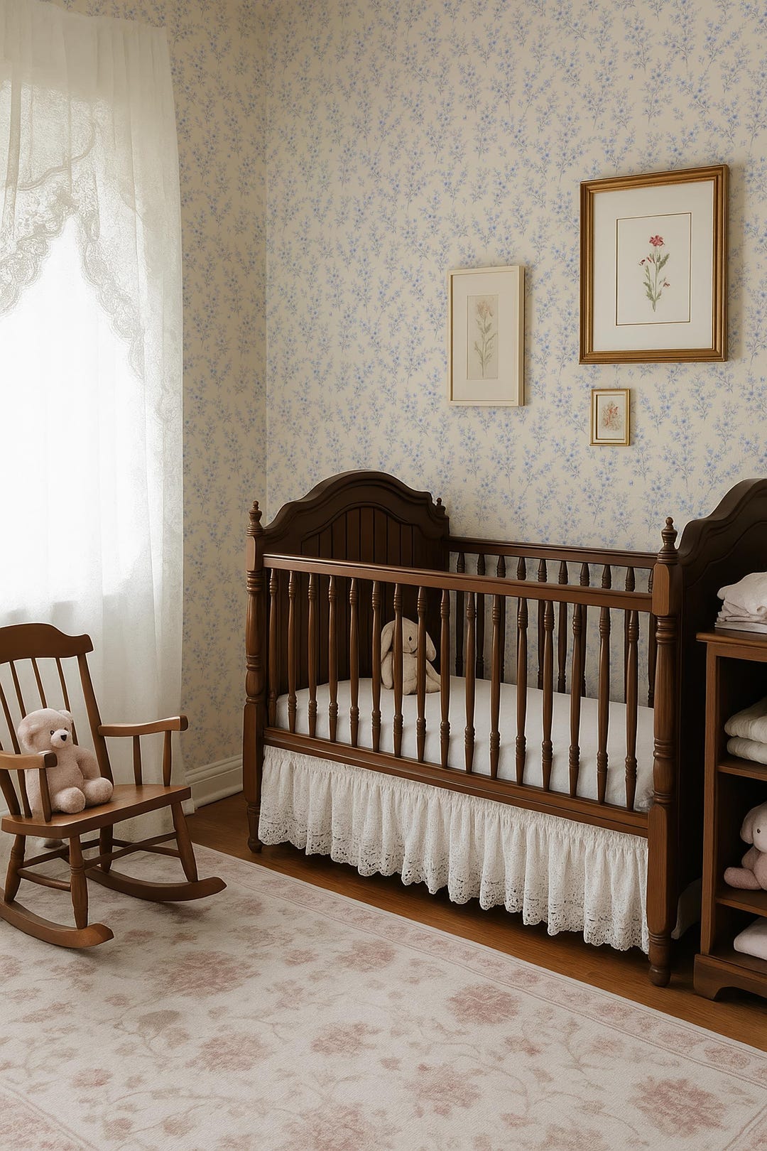 Blue Cherry Blossom Wallpaper – Cottagecore Nursery Peel & Stick or ...
