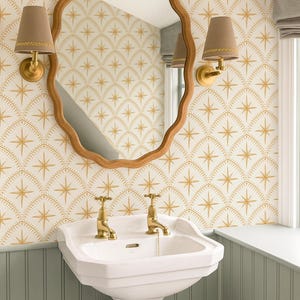 Celestial Art Deco Wallpaper – Vintage Star Peel & Stick or Non-Pasted Wall Covering, Custom Colors image 11