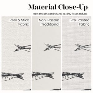 Coastal Fish Wallpaper, Minimal Nautical Peel & Stick or Non-Pasted Wall Covering in Custom Colors image 9