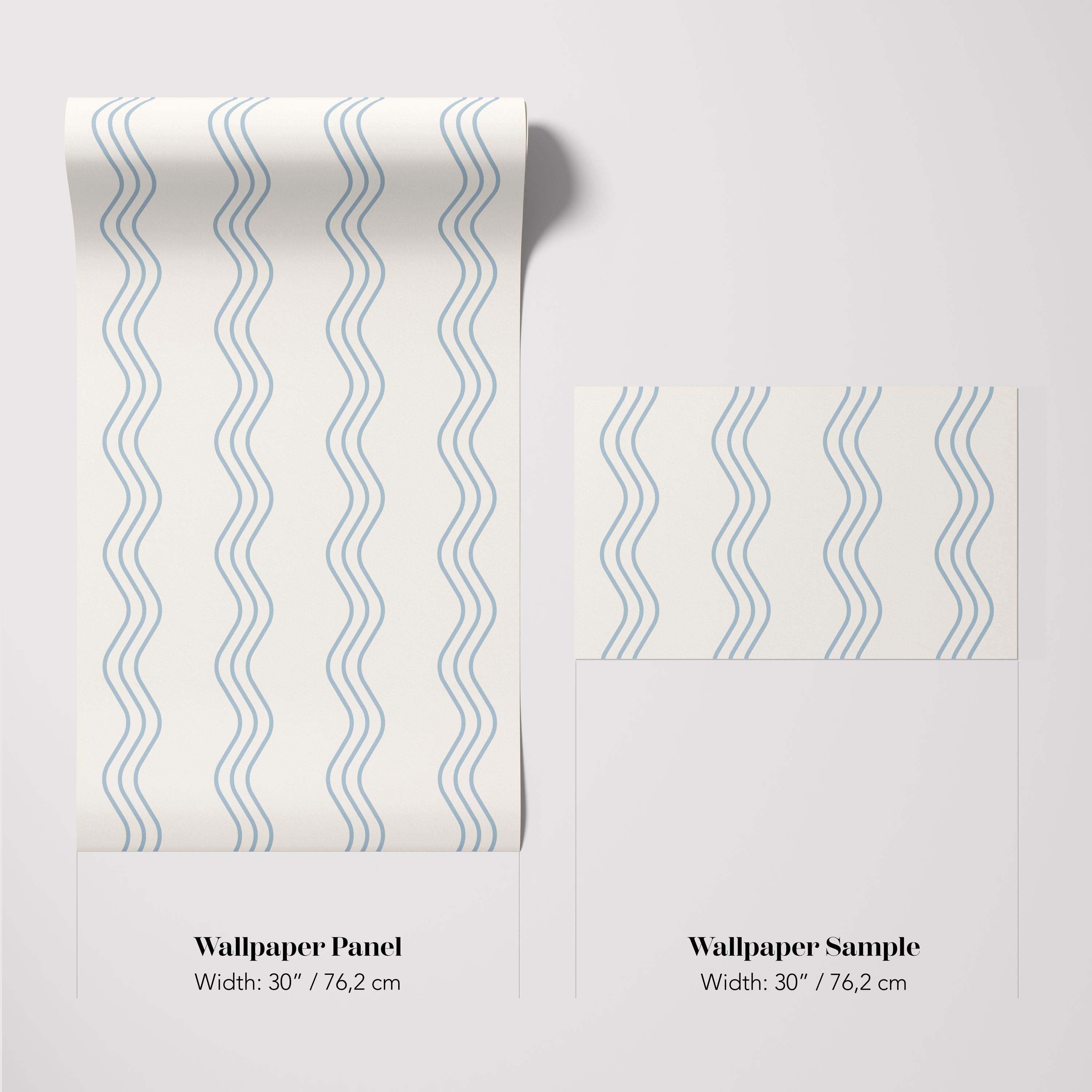 Coastal Wavy Stripe Wallpaper – Beach House Peel & Stick or Traditional ...