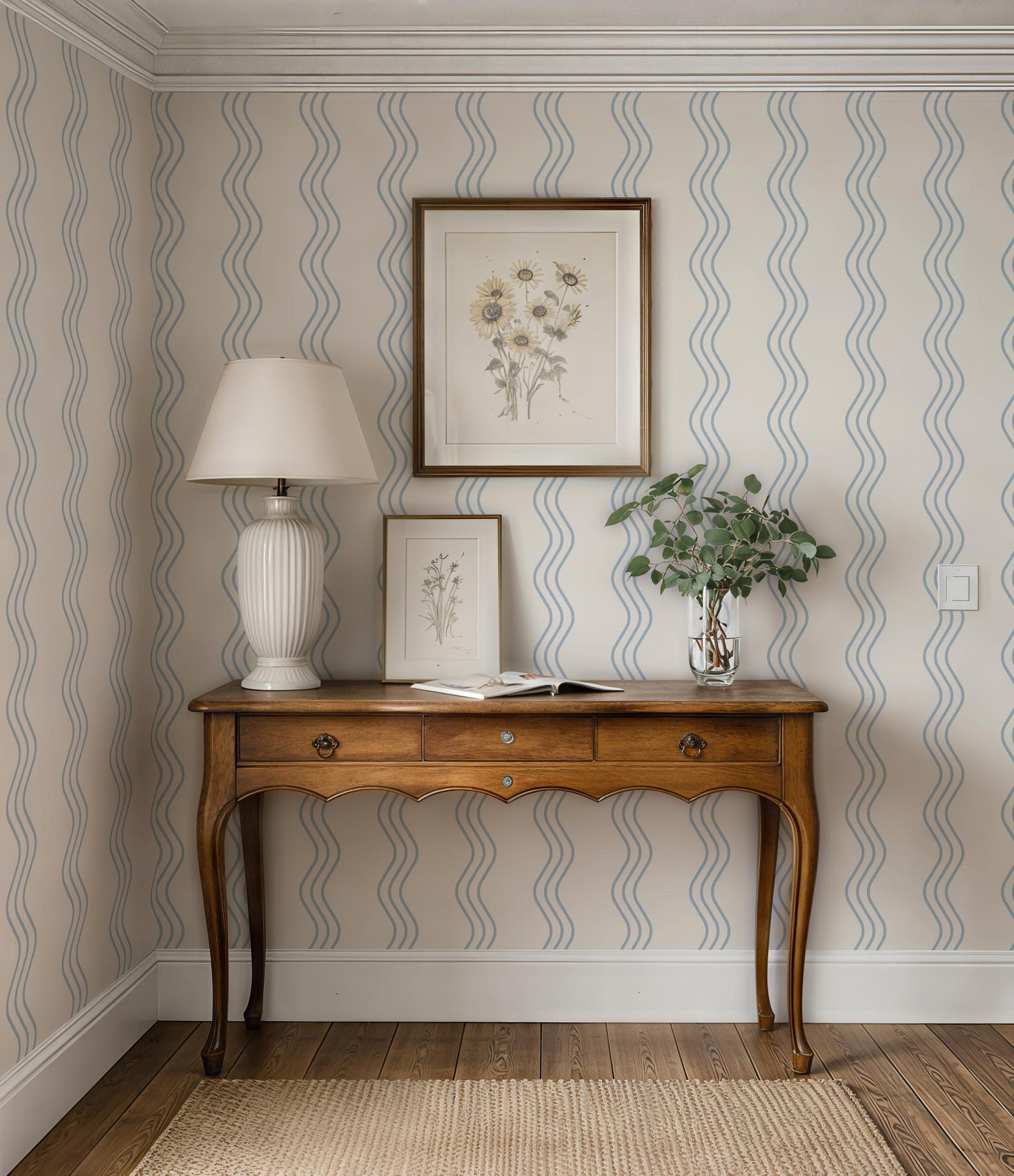 Coastal Wavy Stripe Wallpaper – Beach House Peel & Stick or Traditional ...