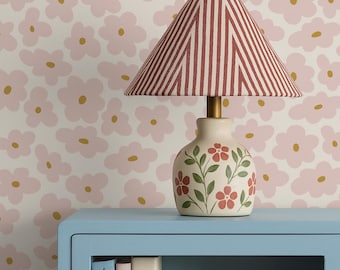 Carta da parati floreale – Carta da parati scandinava per camerette dei bambini, da staccare e attaccare o tradizionale, in colori personalizzati