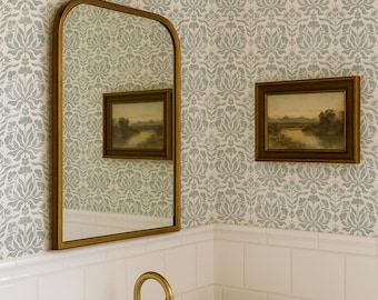 Vintage Block Print Wallpaper – Cottagecore Peel & Stick or Traditional Wall Covering in Custom Colors