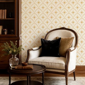 Celestial Art Deco Wallpaper – Vintage Star Peel & Stick or Non-Pasted Wall Covering, Custom Colors image 12