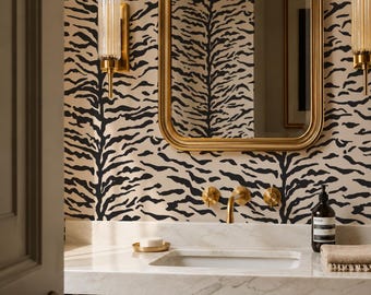 Zebra Abstract Wallpaper – Modern Peel & Stick, Traditional or Pre-Pasted Wall Covering in Custom Colors