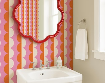 Colorful Wave Stripe Wallpaper – Retro Peel & Stick or Non-Pasted Wall Covering in Custom Colors